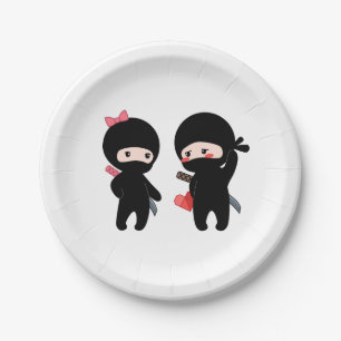 Ninja Pair, ein Junge und ein Mädchen Pappteller