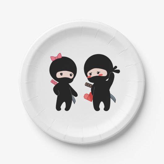 Ninja Pair, ein Junge und ein Mädchen Pappteller (Vorderseite)