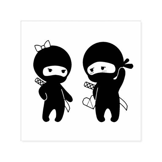 Ninja Pair, ein Junge und ein Mädchen Permastempel (Design)