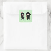 Ninja Pair, ein Junge und ein Mädchen Quadratischer Aufkleber (Tasche)