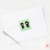 Ninja Pair, ein Junge und ein Mädchen Quadratischer Aufkleber (Umschlag)