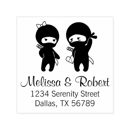 Ninja Pair, ein Junge und eine Mädchenadresse Permastempel (Design)