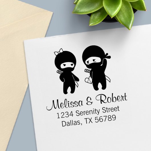 Ninja Pair, ein Junge und eine Mädchenadresse Permastempel