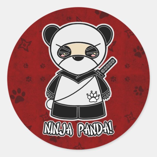 Ninja Panda! Rote Aufkleber (Vorderseite)