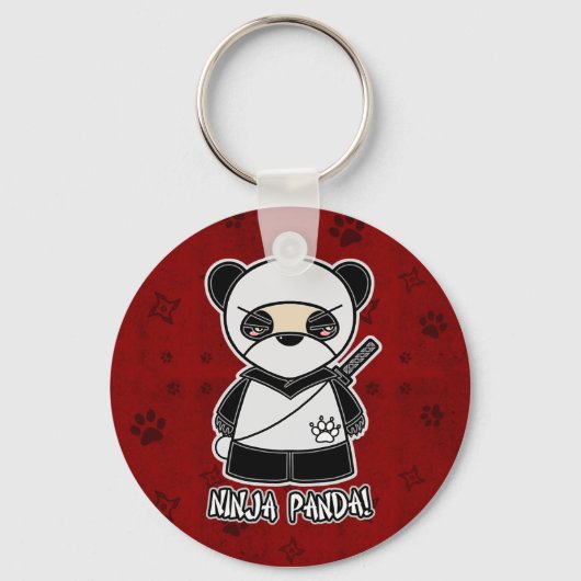 Ninja Panda! Roter Schlüsselanhänger (Vorderseite)