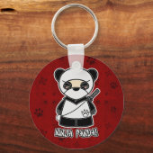 Ninja Panda! Roter Schlüsselanhänger (Vorderseite)