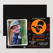 Ninja party birthday - Ninja Warrior birthday Einladung (Vorne/Hinten)