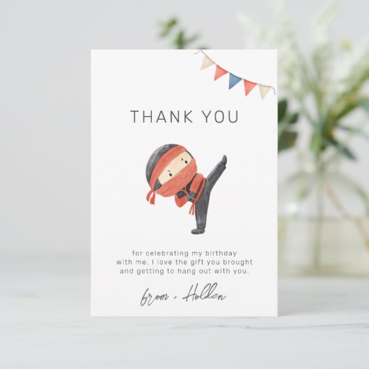 Ninja Party Dankeschön Karte (Stehend Vorderseite)