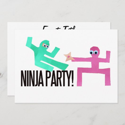 Ninja-Party Einladung (Vorne/Hinten)