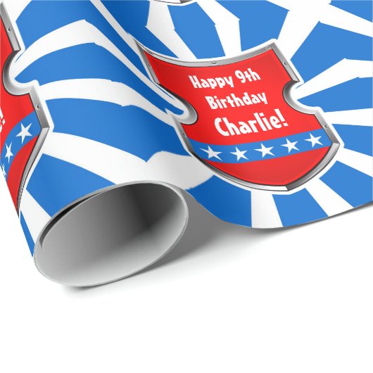 Ninja Patriotic Warrior Boys Kindergeburtstag Part Geschenkpapier (Rolleneckpunkt)