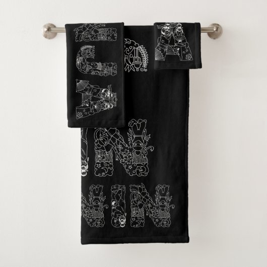 Ninja Phantastisch Text Art Badhandtuch Set (Insitu)