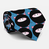 Ninja Pig auf blaue Krawatte (Gerollt)