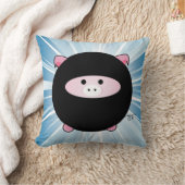 Ninja Pig auf Blue Kissen (Decke)