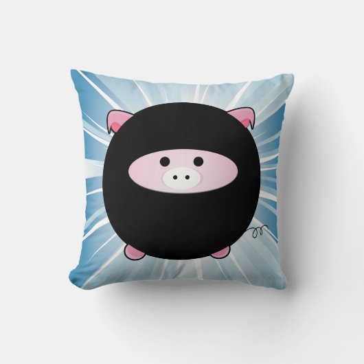 Ninja Pig auf Blue Kissen (Vorderseite)