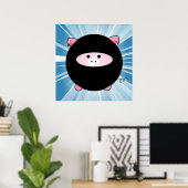 Ninja Pig auf Blue Poster Print (Heimbüro)