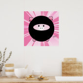 Ninja Pig auf Rosa Poster (Küche)