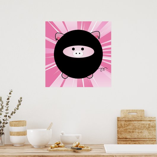Ninja Pig auf Rosa Poster (Küche)