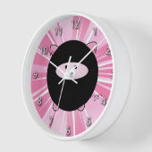 Ninja Pig auf Rosa Wanduhr (Winkel)