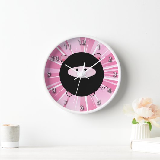 Ninja Pig auf Rosa Wanduhr (Zuhause)