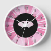 Ninja Pig auf Rosa Wanduhr (Vorderseite)