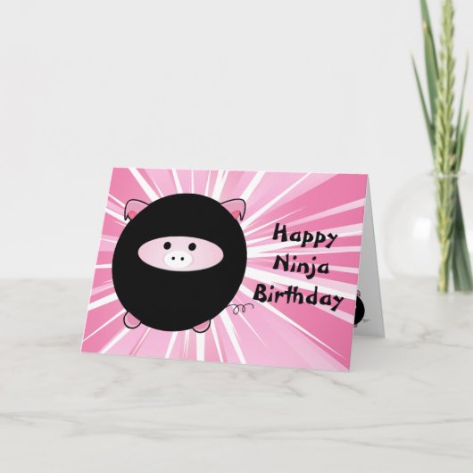 Ninja Pig Happy Birthday Karte (Vorderseite)