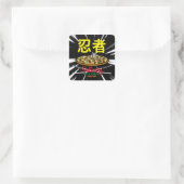Ninja Pizza Delivery T - Shirt Quadratischer Aufkleber (Tasche)