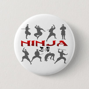 Ninja Pose Silhouette Button