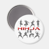 Ninja Pose Silhouette Magnet (Vorderseite/Rückseite)
