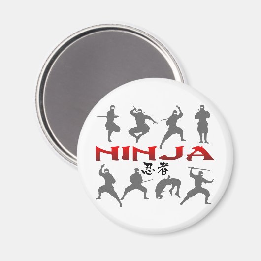 Ninja Pose Silhouette Magnet (Vorderseite/Rückseite)