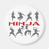 Ninja Pose Silhouette Magnet (Vorne)