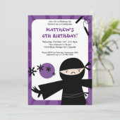 Ninja Power Lila Einladung (Stehend Vorderseite)