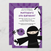 Ninja Power Lila Einladung (Vorne/Hinten)