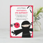 Ninja Power-Rot-Einladung Einladung (Stehend Vorderseite)