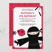 Ninja Power-Rot-Einladung Einladung (Vorne/Hinten)