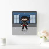Ninja Quadratische Wanduhr (Zuhause)