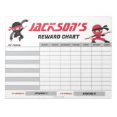 Ninja Red Black Rewards Chart Personalisierte Aufg Notizblock (Vorderseite)