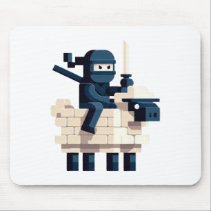 Ninja-Reiter-Schaf-Blockstil-Charakter-Pixelkunst Mousepad