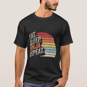 Ninja Retro Vintag Eat Sleep Ninja Karate Wiederho T-Shirt