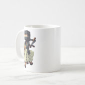 Ninja Riding Sheep Block Style Character Pixel Art Kaffeetasse (Vorderseite Links)