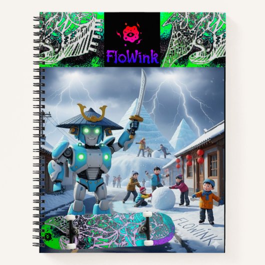 Ninja-Roboter-Spiralnotizbuch Notizblock (Vorderseite)