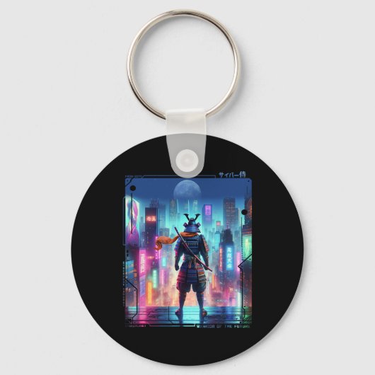 Ninja Samurai Electric Pole in Japanisch Retro Cyb Schlüsselanhänger (Vorderseite)
