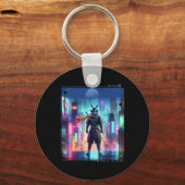 Ninja Samurai Electric Pole in Japanisch Retro Cyb Schlüsselanhänger (Vorderseite)