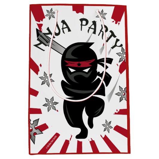 Ninja Samurai Warrior Birthday Party Geschenktasch Mittlere Geschenktüte (Vorderseite)