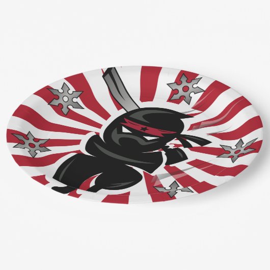 Ninja Samurai Warrior Disposable Paper Tellers Pappteller (Schrägansicht)