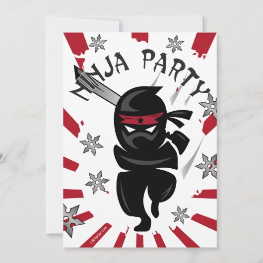 Ninja Samurai Warrior Kindergeburtstag Party Invit Einladung (Rückseite)