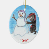 Ninja Schneemann Keramikornament (Rechts)
