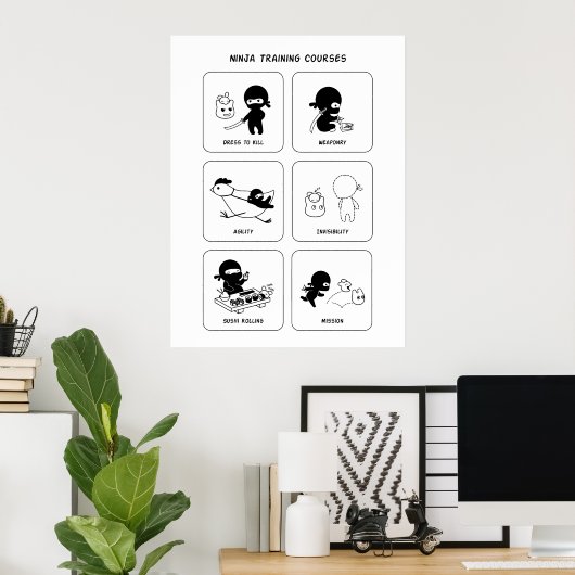 Ninja-Schulungen, benutzerdefinierte Farbe Poster (Heimbüro)