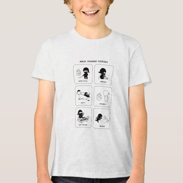 Ninja Schulungen Cartoon Comic Tri-Blend Shirt (Vorderseite)