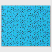 Ninja-Schwert und Zubringer-Sternen-Muster Schwarz Geschenkpapier (Flach)