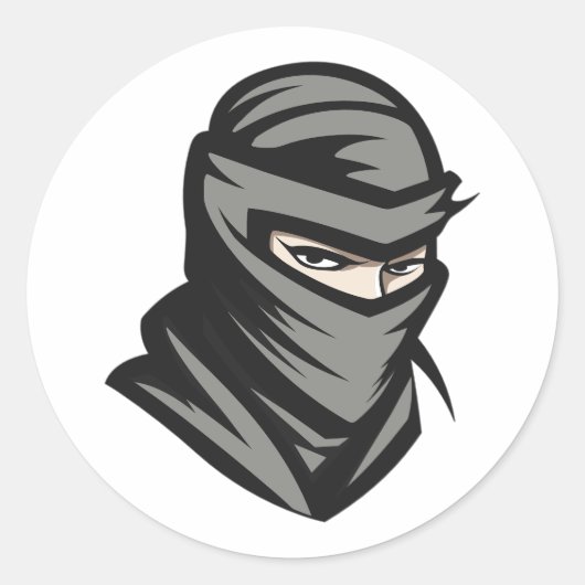 Ninja Shinobi Head Portrait Runder Aufkleber (Vorderseite)